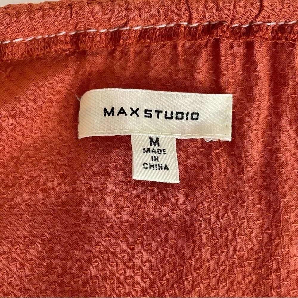 MAX Studio Burnt Orange Embroidered Tiered Sleeveless Swing Dress Size Medium - Picture 7 of 9